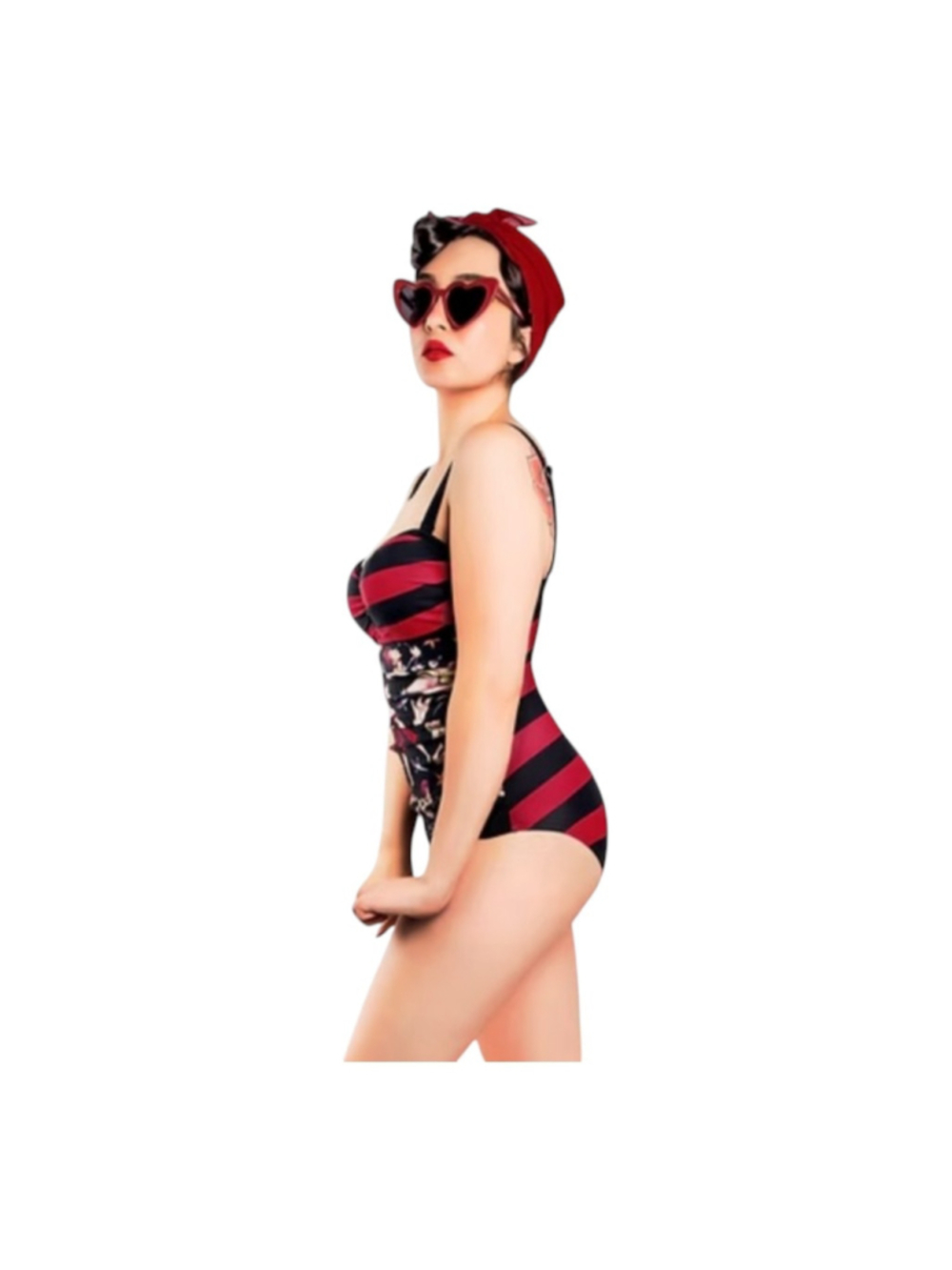 Hot Chocolate Design Freak Show One Piece Bathing Suit Medium Pin Up Retro Fun - Picture 2 of 11